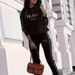 Minimalist Letter Print Hoodie And Jogger Set Casual Two-Piece Outfit for Women in Black/White Sizes S-XXL_ecoleips.com
