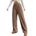 Women's Fleece Lounge Pants - High Waisted Wide Leg Sweatpants For Winter, Soft & Warm Flannel Joggers In Black, Khaki & Camel_ecoleips.com