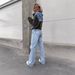 Women's Clothing Fashion Loose Casual Washed Denim Splicing Hooded Women's Sweatshirt_ecoleips.com
