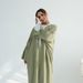 Voya Plus Size Modest Muslim Long Sleeve Abaya Cardigan – Loose Fit Solid Color Open Front Chiffon Abaya For Women (Sage Green)_ecoleips.com