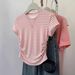 Women's European American Style Striped Short Sleeve Summer Top Slim Fit T-Shirt Outerwear Casual Fashion_ecoleips.com