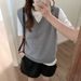 Oversized Knit Vest For Women – Vintage V-Neck Cardigan Layering Piece (White/Camel/Black/Gray, One Size Fits Most)_ecoleips.com