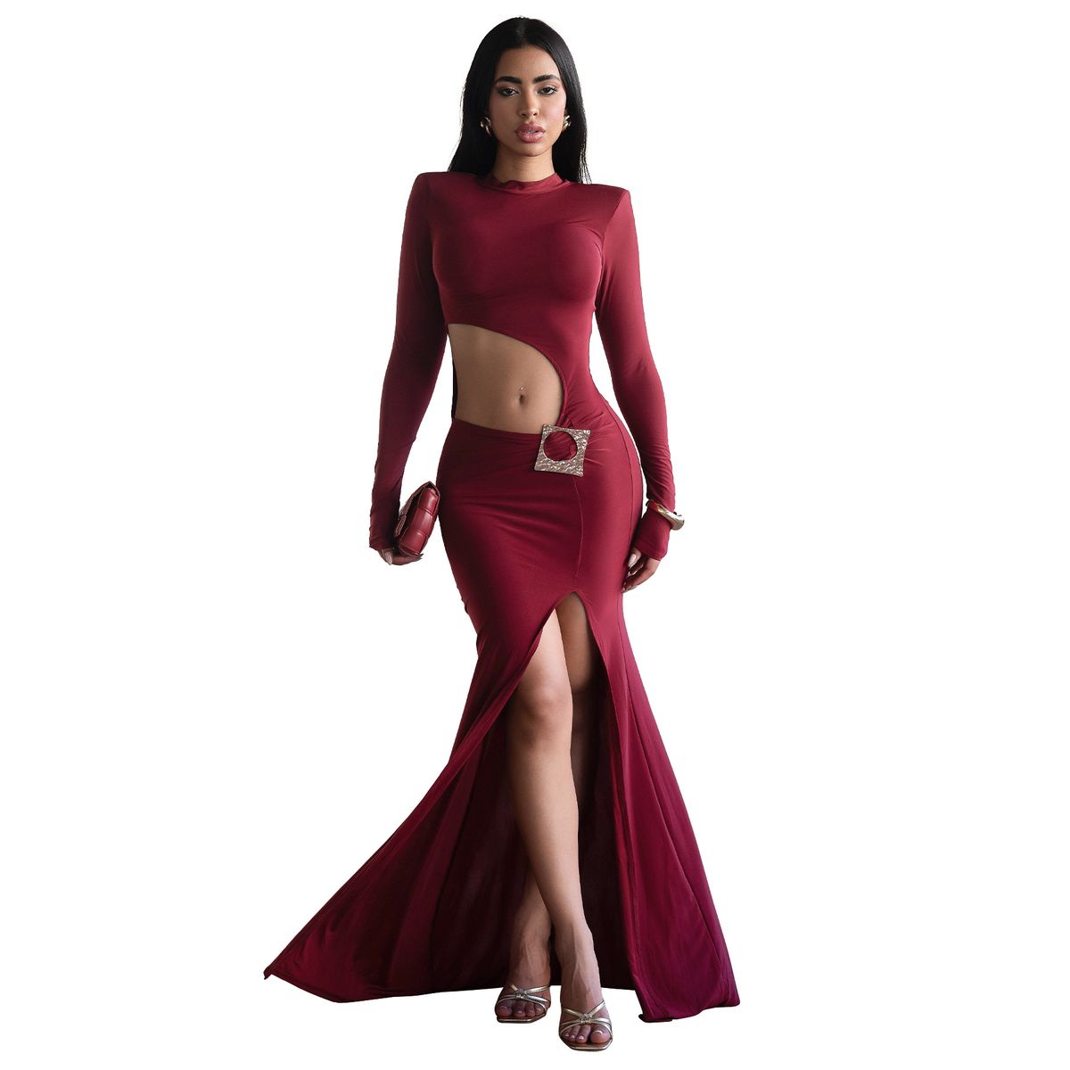 Women's Sexy Cropped Dress Long Sleeve Round Neck European And American Style Fashion For Autumn New_ecoleips.com