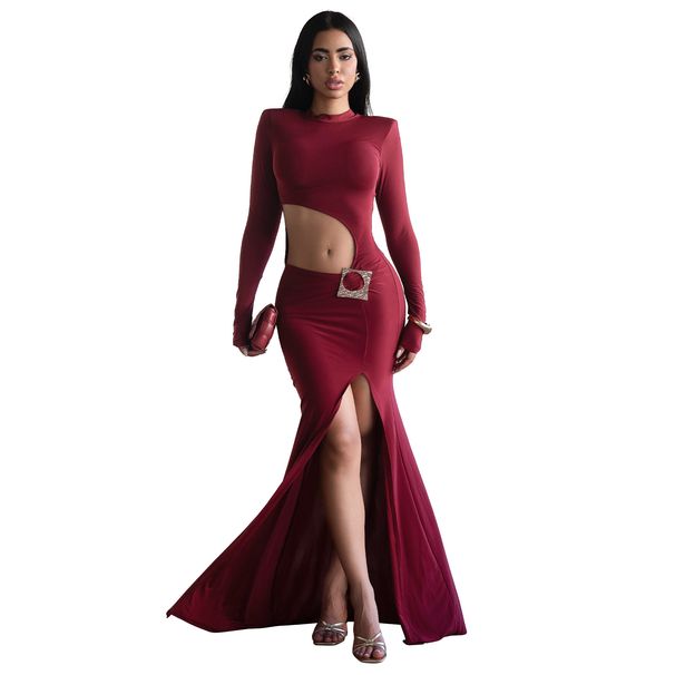 Women's Sexy Cropped Dress Long Sleeve Round Neck European And American Style Fashion For Autumn New_ecoleips.com