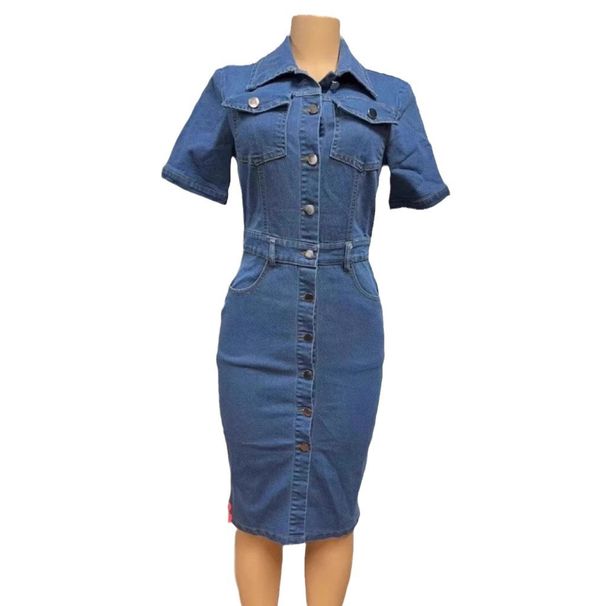 Women's Clothing Fashion New Products Temperament Lapel Pocket Cardigan Short Sleeved Hip Dress Women's Clothing_ecoleips.com