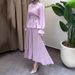 Women’s Clothing New Round Neck Lantern Sleeve Suit Skirt High Waist Slim Lotus Leaf Hem Fashionable Long Skirt_ecoleips.com