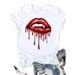 Foreign Trade Women's Clothing, Printed Summer Fashion Colorful Lips T-shirt_ecoleips.com