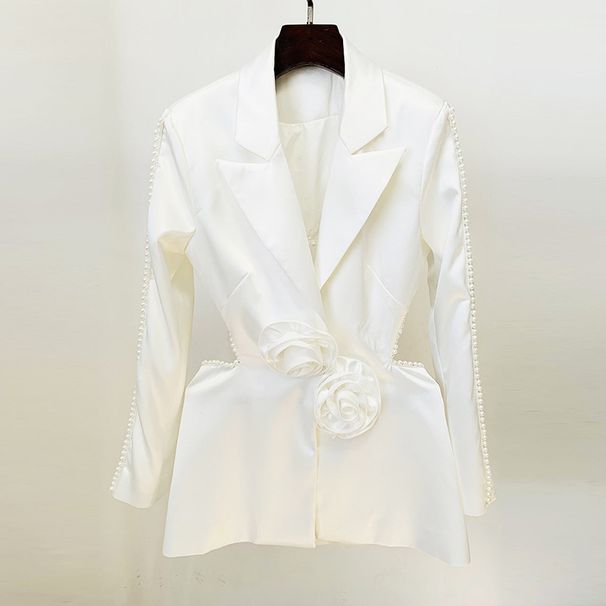 K New Fashionable Hollow Nail Bead Three-dimensional Flower Suit With Pearl Sequin Mesh Long Pants_ecoleips.com