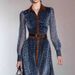 Women's Long Dress European American Style Cardigan Shirt Collar Digital Print Mesh Clothing With Belt_ecoleips.com