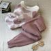 Casual fashion suit for women, petite, tall, stylish, age reducing, temperament, knitted long sleeved pants, two piece suit, autumn and winter wear_ecoleips.com