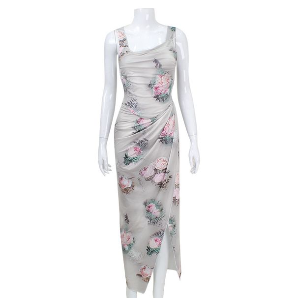 Women's Clothing Women's Summer Sexy Suspender Top Slit Skirt Two Piece Suit Temperament Flower Print Holiday Style Suit_ecoleips.com