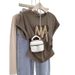 Women's Flutter Sleeve T-Shirt - Side Pleats & Waist-Defining Fit (M-2XL, 7 Colors With Shoelace Heart Detail)_ecoleips.com