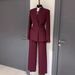 Autumn Neat Chic Women's Long Sleeved Blazer And Straight Leg Pants Two Piece Set European American Style Clothing_ecoleips.com