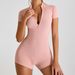 Women's Slim Fit One Piece Yoga Suit High Intensity Sports Fitness Clothes With Short Sleeves And Zippered Bodysuit_ecoleips.com