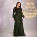 Cross-Border New Plus Size Elegant Long Sleeve Round Neck Slim Fit Mermaid Bridesmaid Banquet Toast Evening Dress For_ecoleips.com