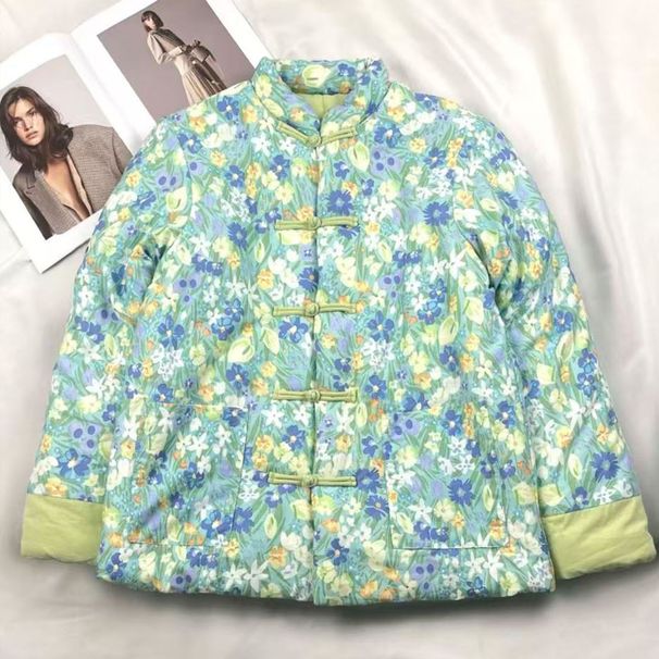 New Chinese Style Sleeveless Cotton Vest – A-Line Cropped Jacket With Floral Print (M-XXL, 100% Cotton, Polo Collar)_ecoleips.com