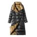 Reversible Long Women's Down Coat With Oversized Lapel, Knee-Length Warm Winter Jacket, Dual-Tone Design For Fall & Winter_ecoleips.com