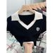 Women's Clothing Unique Style Sweet Hot Girl Short Collar Sweater Top Design Niche Short Sleeved Shirt Female Summer_ecoleips.com