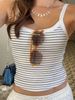 Women's Slim Fit Vest Sling Summer Top Knitted Short Sleeveless Striped Outer Wear Bottoming Casual Fashion_ecoleips.com