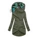 Women's Zipper Hooded Sweatshirt Long Sleeve Jacket Solid Color Printed Outerwear_ecoleips.com