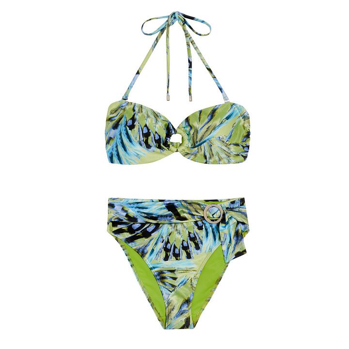 European And American Bikini New Halter Neck Printed Vacation Split Swimsuit And Cover Up Suit Female Hot Style_ecoleips.com