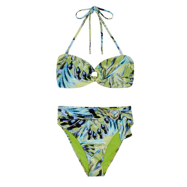 European And American Bikini New Halter Neck Printed Vacation Split Swimsuit And Cover Up Suit Female Hot Style_ecoleips.com