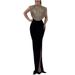 Women's Clothing Spring Autumn Sequin Patchwork Slit Dress For Women Sleeveless Casual Party Dress For Formal & Casual For Women_ecoleips.com