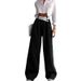 Women's Clothing High Waist Temperament Elegant Contrast Color Cross Waist Wide Leg Trousers_ecoleips.com