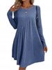 K Women's Fashion Bohemian Irregular Brushed Corduroy Solid Color Dress;_ecoleips.com