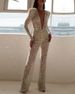 Women's Clothing V neck Sexy Gold Sprinkled Long Sleeve Pants Sexy Jumpsuit_ecoleips.com