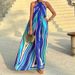 In Stock 2025 Summer New Fashion Women's Printed Halter Bohemian Mid-Length Beach Dress_ecoleips.com