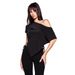 Women's Pure Asymmetrical Neckline Short Sleeved T-Shirt Summer Casual Basic Fitted Waist American Style Irregular Top_ecoleips.com