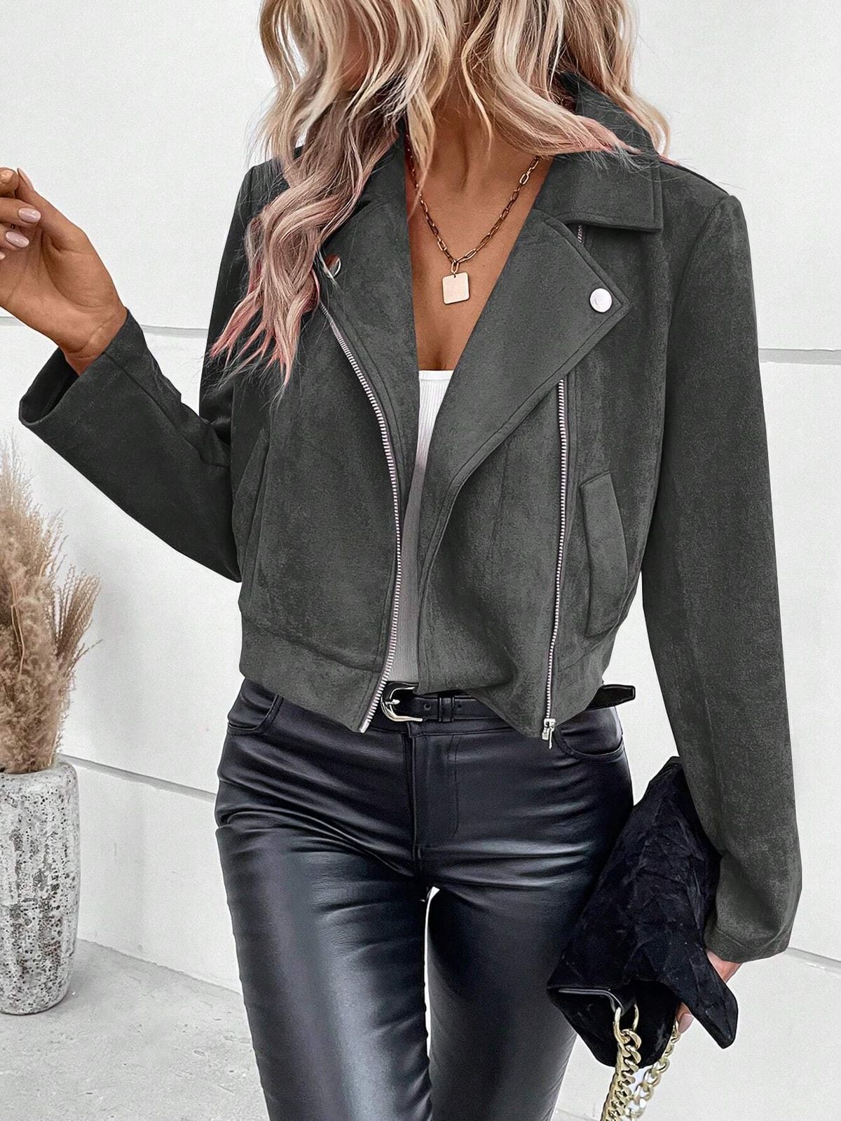 "Chic Suede Jacket For Women – Trendy Short Coat In Burgundy, Pink & Neutral Tones, Lightweight & Stylish For Fall/Winter"_ecoleips.com