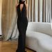 Summer Women's Sexy Hollow Out Drape Neck Backless Slim Fit Bodycon Dress Halter Neck Casual Mature Style_ecoleips.com