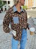 K Fashionable Design Leopard Print Patchwork Loose Casual Long Sleeved Polo Collar Shirt_ecoleips.com