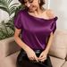 Women's Clothing Women's Solid Color Satin Imitation Silk Pullover Top Off-Shoulder Sleeveless Style Commuter Wear_ecoleips.com