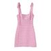 Elegant Bow Detail Gingham Sundress For Women - Summer Chic U-Neck Mini Dress In White, Black, Yellow, Light Pink, Pink Grid_ecoleips.com