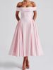 2025 Spring New Fashionable And Sexy One Collar Bareback Solid Color Strapless Dress For Women_ecoleips.com