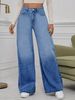 Vintage Washed Blue Jeans For Women – High Street Straight Leg Denim Pants (Blue, M-XL)_ecoleips.com