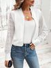 Autumn/Winter Elegant Women's Lace Patchwork Hollowed Out Textured Fabric Casual Baseball Jacket_ecoleips.com