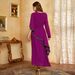 Rose Purple Double-Layer Chiffon Sequin Irregular Slimming Party Long Dress, Elegant Dress_ecoleips.com