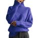 Women's Loose High Neck Knitted Sweater - Soft Acrylic Pullover, Warm Winter Casual Top, Versatile Solid Color Fashion For Everyday Wear_ecoleips.com