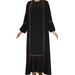 Women New Solid Color Beaded Coat Fashionable And Elegant Muslim Robe Dress_ecoleips.com