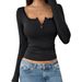 Autumn/Winter Lace Button V-Neck Fashionable Slim-Fitting Long-Sleeved Women's Shirt_ecoleips.com