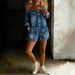 Women's Off-Shoulder Long Sleeve Denim Jumpsuit Shorts Loose Fit American Style Fashion_ecoleips.com