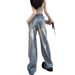 American Retro Distressed Wide-leg Pants With A Vintage Look, New Spring-summer High-waisted Loose Slimming Floor-length_ecoleips.com