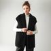 Women's Faux Shearling Teddy Bear Vest Longline Faux Fur Coat Shawl Collar Oversized Vest Winter Fall Layering Piece_ecoleips.com