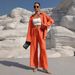 Women's Clothing Fashion Spring Style Temperament Plus Size Women's Long Sleeved Cardigan Two Piece Casual Solid Color Suit_ecoleips.com