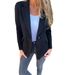 New Women's Casual Wool Lapel Button Pocket Suit Jacket_ecoleips.com