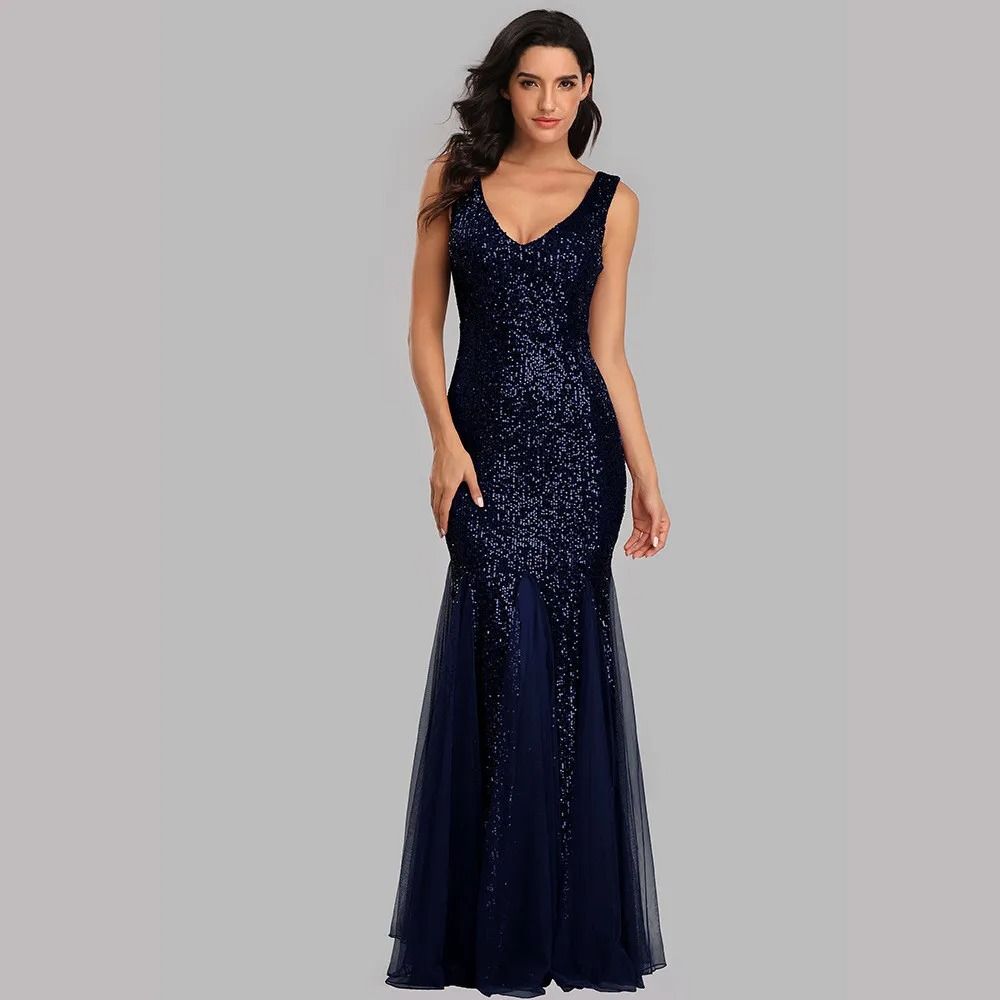 Women's Clothing Sequined Toast Dress Bride Red Fishtail Slim Banquet Evening Dress_ecoleips.com
